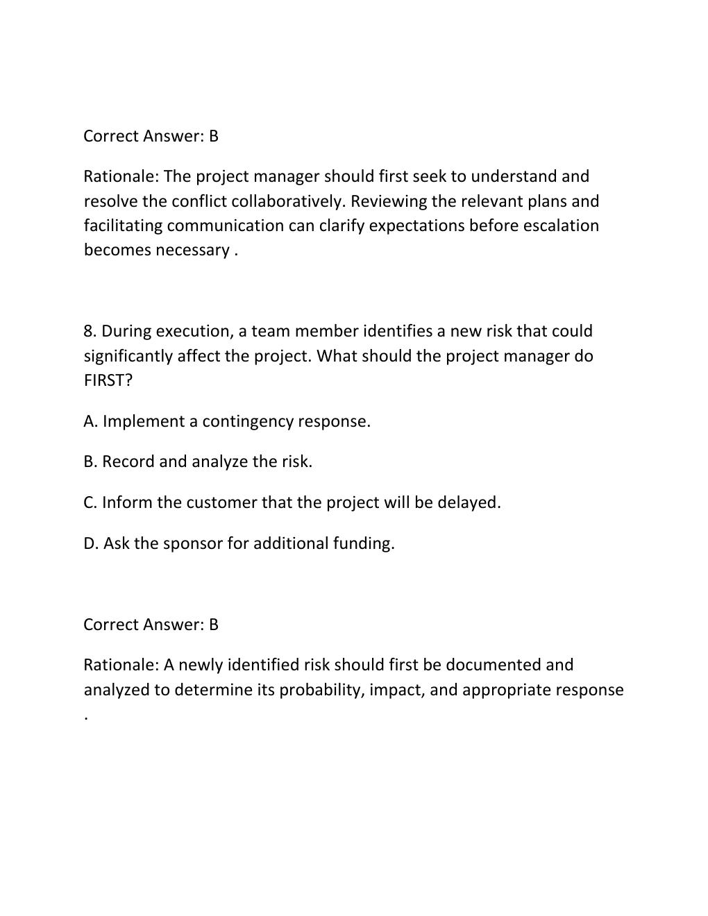 Preview page 6 of PMBOK GUIDE PROCESS GROUPS PRACTICE EXAM PRACTICE QUESTIONS AND CORRECT ANSWERS