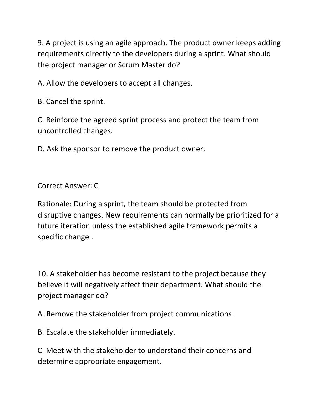 Preview page 7 of PMBOK GUIDE PROCESS GROUPS PRACTICE EXAM PRACTICE QUESTIONS AND CORRECT ANSWERS