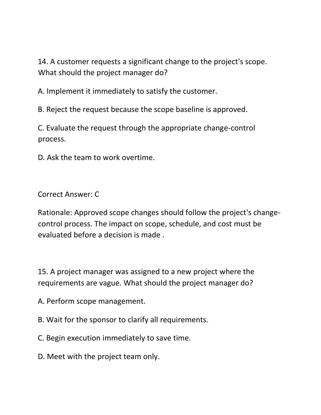 Preview page 10 of PMBOK GUIDE PROCESS GROUPS PRACTICE EXAM PRACTICE QUESTIONS AND CORRECT ANSWERS