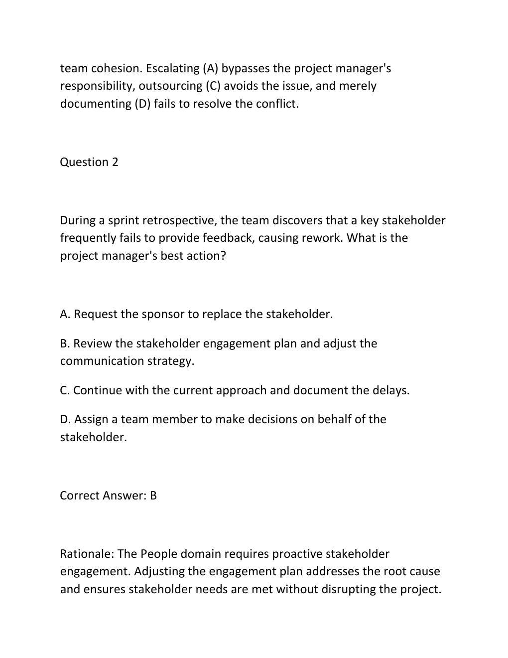 Preview page 2 of PMBOK GUIDE TAILORING PRACTICE EXAM PRACTICE QUESTIONS AND CORRECT ANSWERS