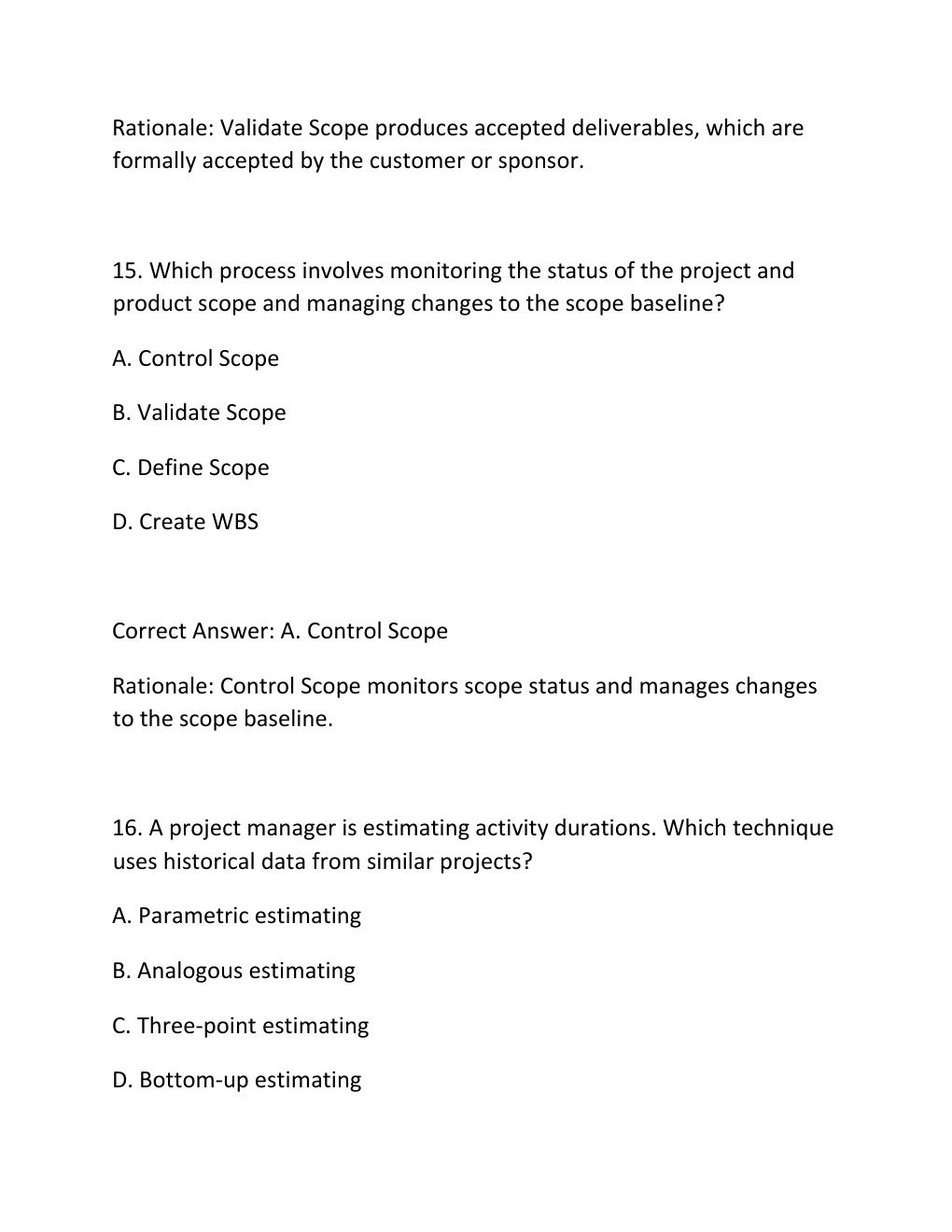 Preview page 9 of PMP FULL LENGTH PRACTICE EXAM PRACTICE QUESTIONS AND CORRECT ANSWERS