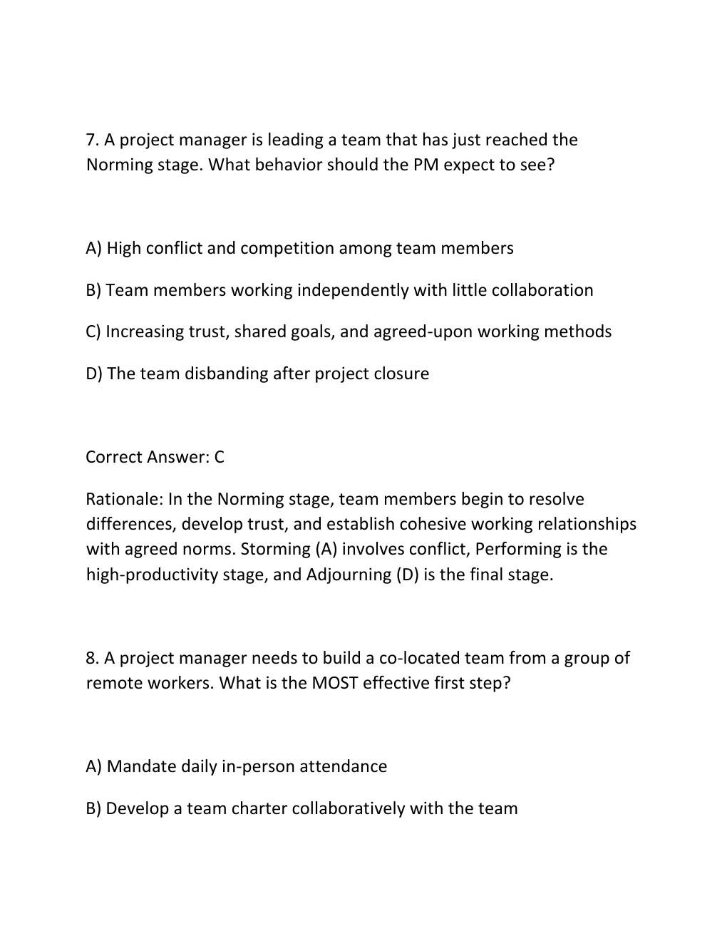 Preview page 6 of PMP PRACTICE EXAM PRACTICE QUESTIONS AND CORRECT ANSWERS (VERIFIED ANSWERS) PLUS RATIONALE Q&A