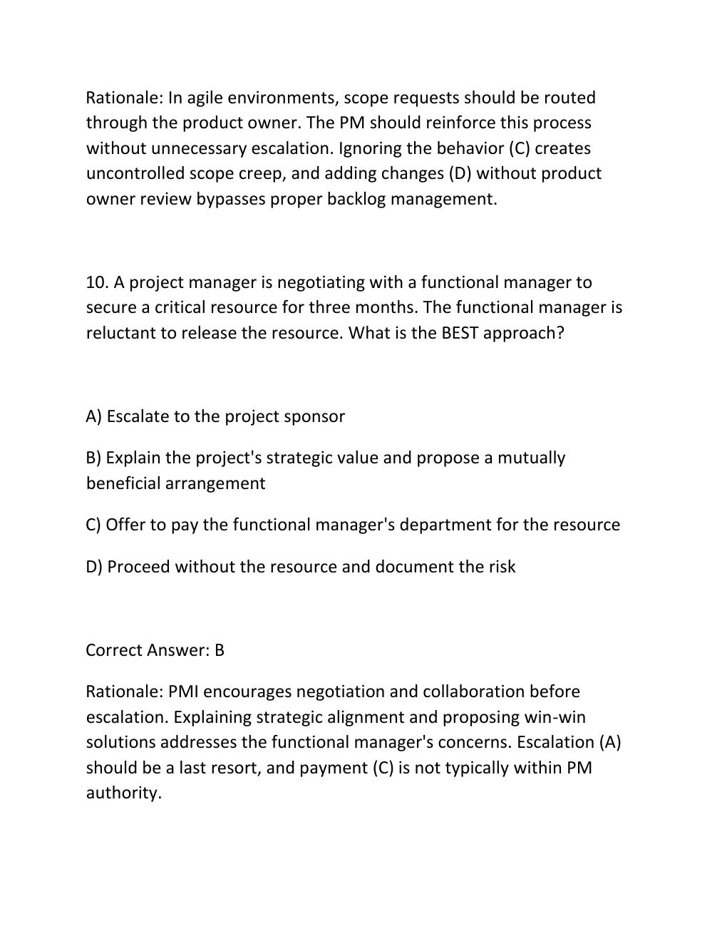 Preview page 8 of PMP PRACTICE EXAM PRACTICE QUESTIONS AND CORRECT ANSWERS (VERIFIED ANSWERS) PLUS RATIONALE Q&A