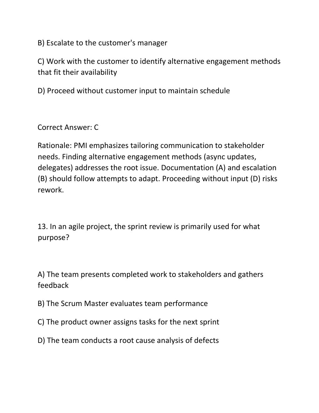 Preview page 10 of PMP PRACTICE EXAM PRACTICE QUESTIONS AND CORRECT ANSWERS (VERIFIED ANSWERS) PLUS RATIONALE Q&A