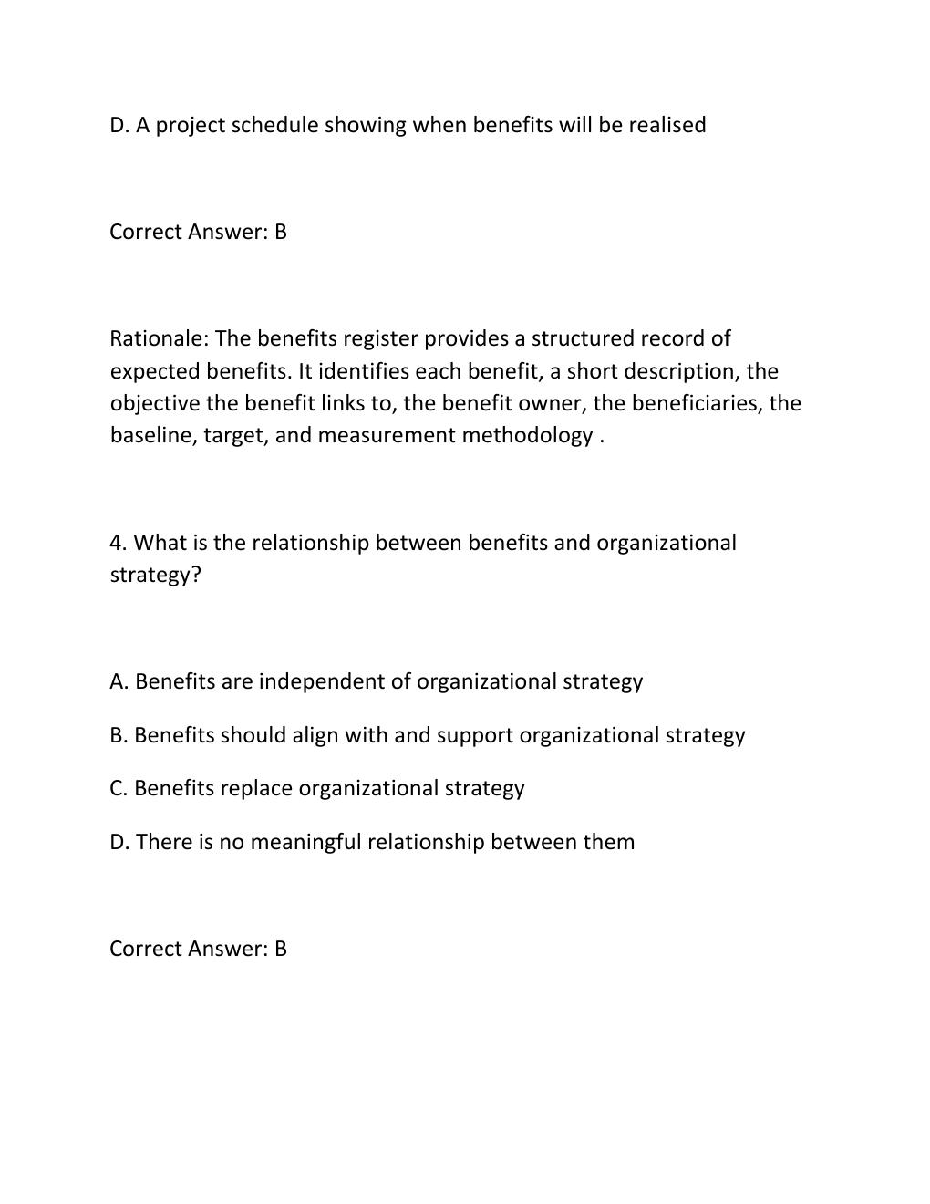 Preview page 3 of PROJECT BENEFITS MANAGEMENT CERTIFICATION EXAM PRACTICE QUESTIONS AND CORRECT ANSWERS