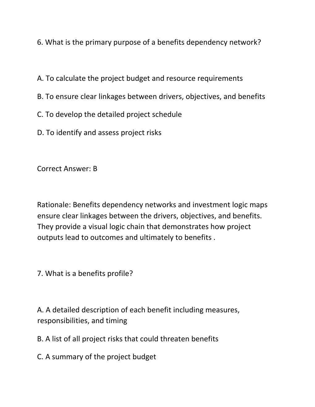 Preview page 5 of PROJECT BENEFITS MANAGEMENT CERTIFICATION EXAM PRACTICE QUESTIONS AND CORRECT ANSWERS