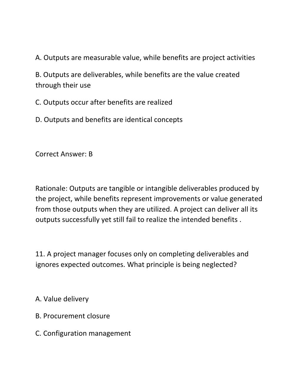Preview page 8 of PROJECT BENEFITS MANAGEMENT CERTIFICATION EXAM PRACTICE QUESTIONS AND CORRECT ANSWERS