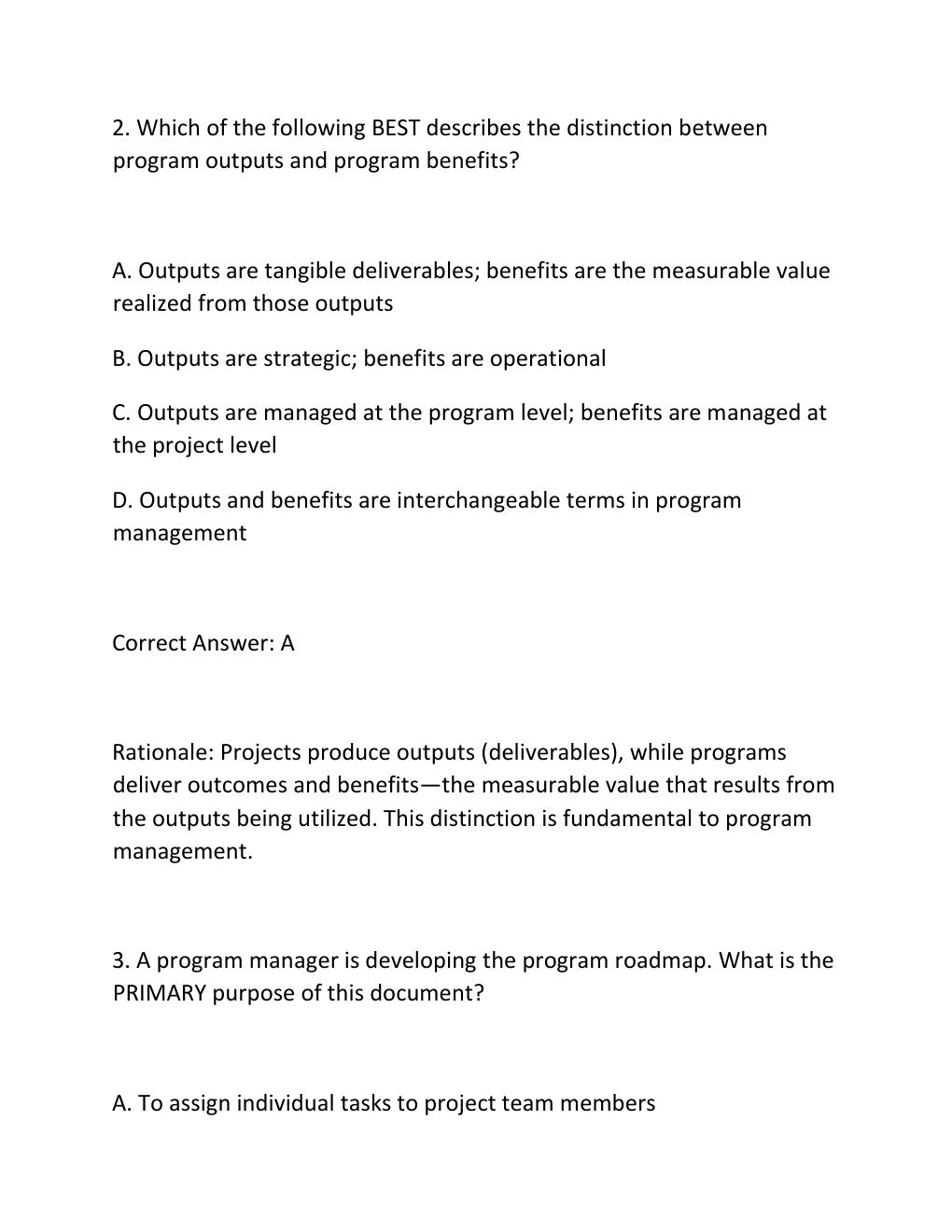 Preview page 2 of PROGRAM MANAGEMENT PROFESSIONAL (PGMP)® EXAM PRACTICE QUESTIONS AND CORRECT ANSWERS (VERIFIED ANSWERS) PLUS RATIONALE