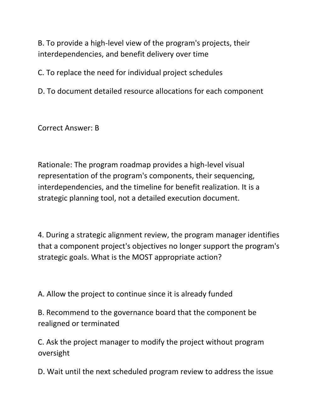 Preview page 3 of PROGRAM MANAGEMENT PROFESSIONAL (PGMP)® EXAM PRACTICE QUESTIONS AND CORRECT ANSWERS (VERIFIED ANSWERS) PLUS RATIONALE