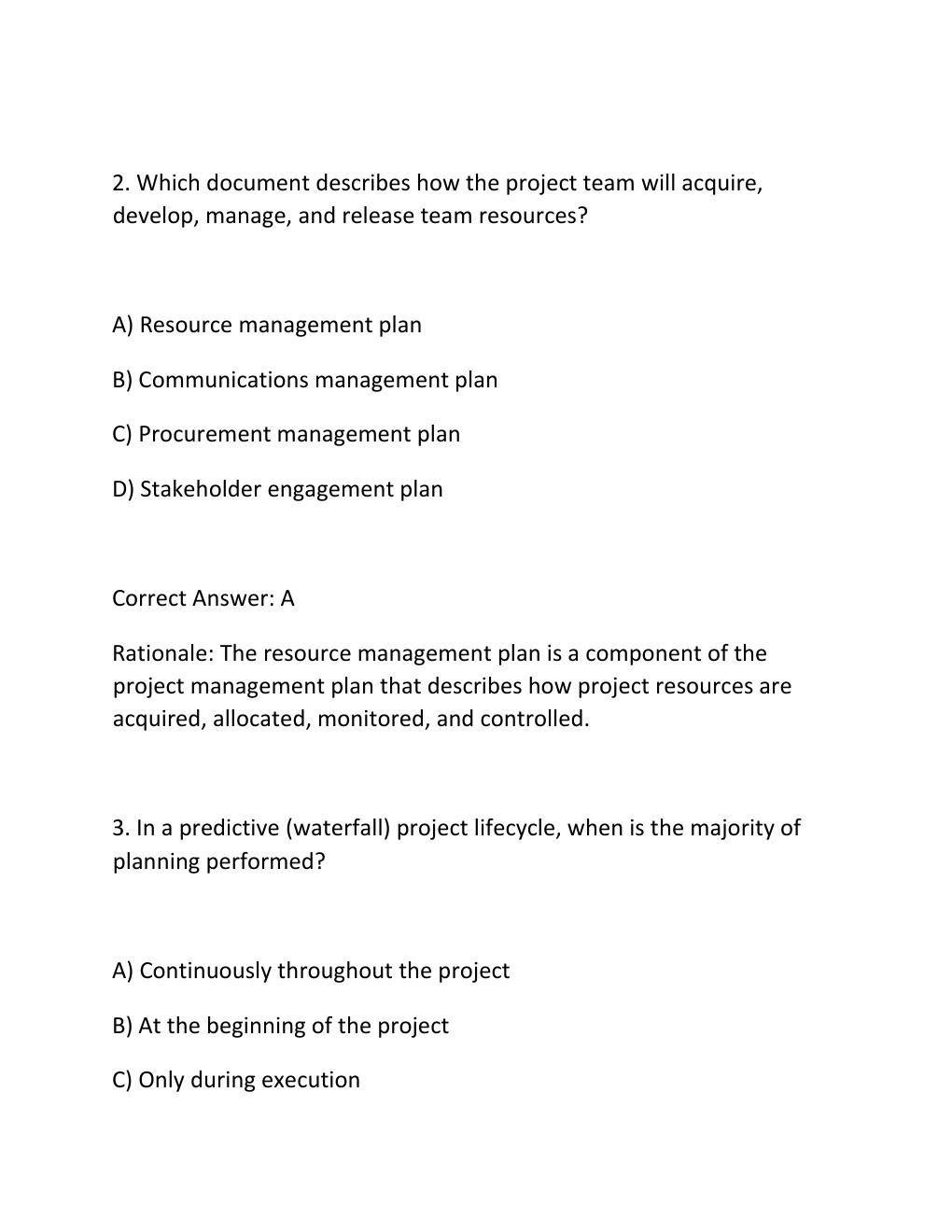 Preview page 2 of PREDICTIVE PROJECT MANAGEMENT CERTIFICATION EXAM PRACTICE QUESTIONS AND CORRECT ANSWERS (VERIFIED ANSWERS) PLUS RATIONAL