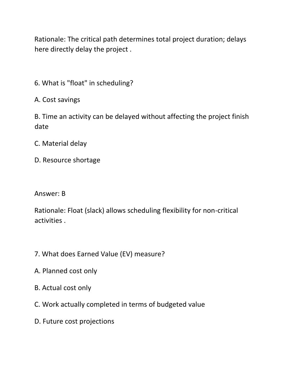 Preview page 4 of PROJECT CONTROLS CERTIFICATION EXAM PRACTICE QUESTIONS AND CORRECT ANSWERS (VERIFIED ANSWERS) PLUS RATIONALE