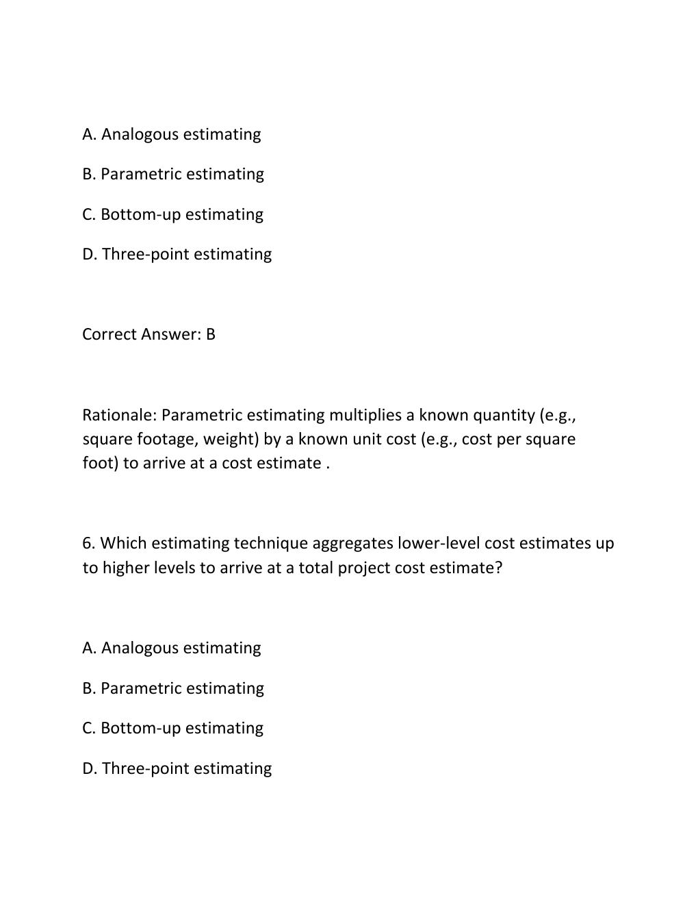 Preview page 4 of PROJECT COST ESTIMATION CERTIFICATION EXAM PRACTICE QUESTIONS AND CORRECT ANSWERS