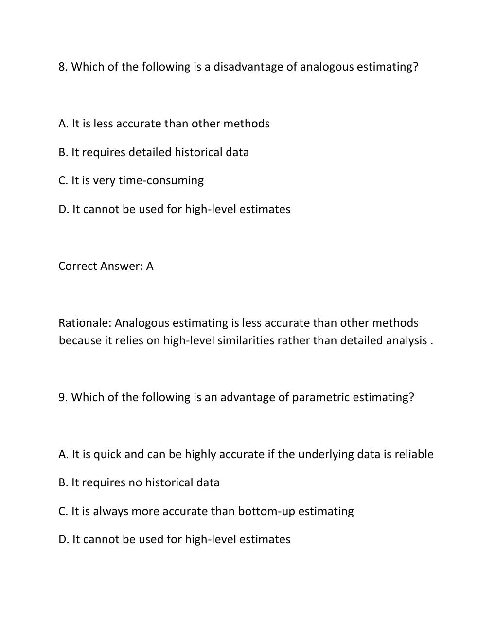 Preview page 6 of PROJECT COST ESTIMATION CERTIFICATION EXAM PRACTICE QUESTIONS AND CORRECT ANSWERS