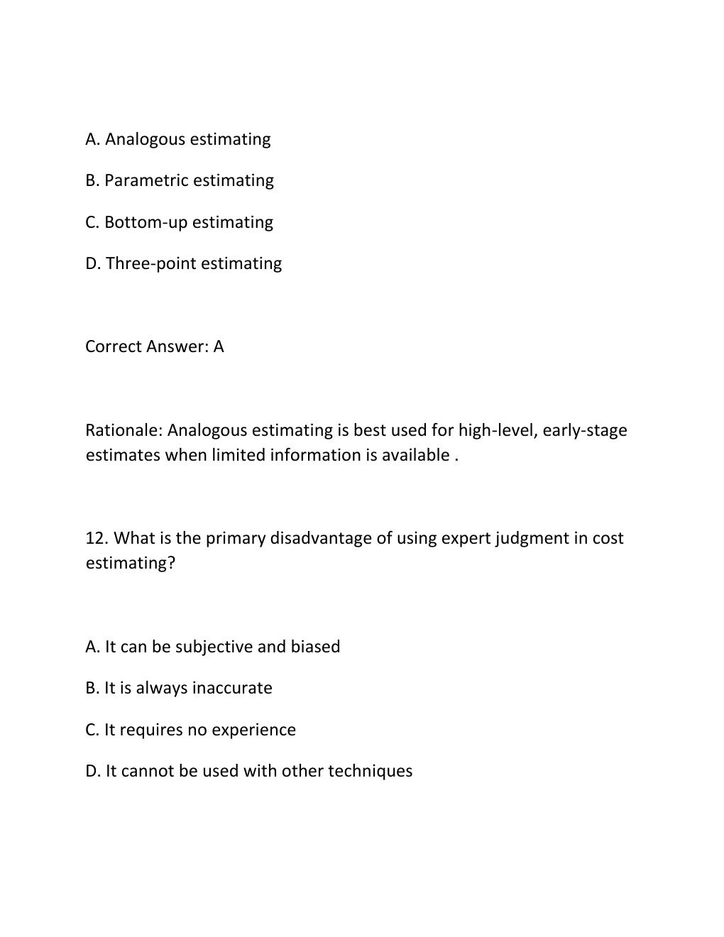 Preview page 8 of PROJECT COST ESTIMATION CERTIFICATION EXAM PRACTICE QUESTIONS AND CORRECT ANSWERS