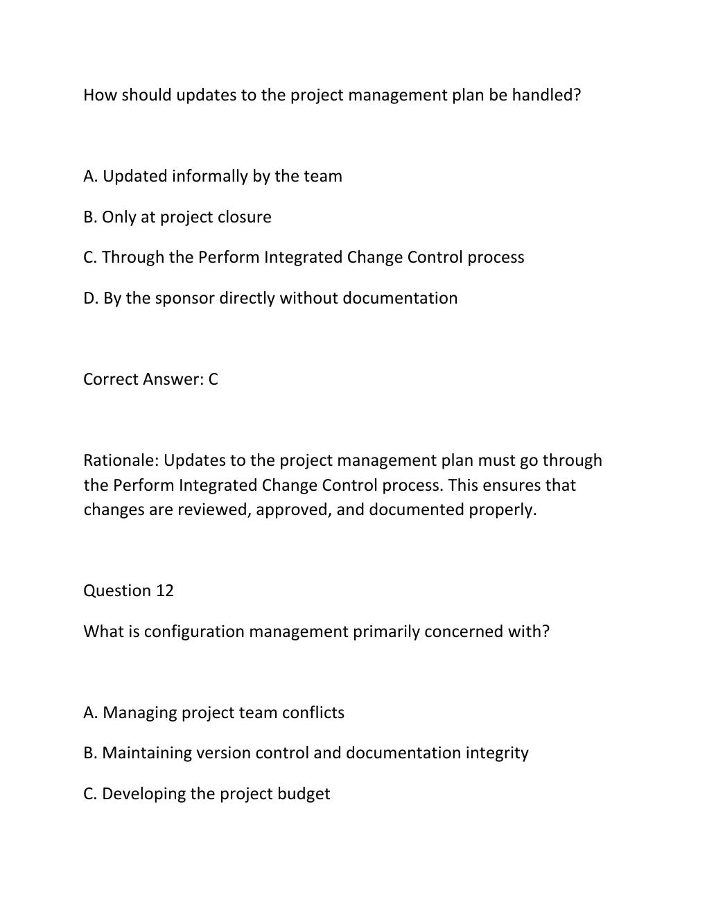 Preview page 9 of PROJECT INTEGRATION CERTIFICATION EXAM PRACTICE QUESTIONS AND CORRECT ANSWERS