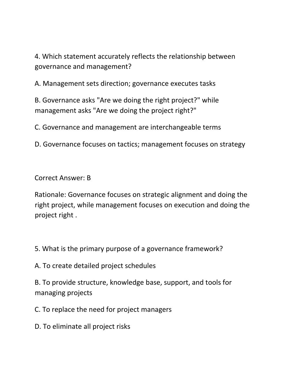 Preview page 3 of PROJECT GOVERNANCE CERTIFICATION EXAM PRACTICE QUESTIONS AND CORRECT ANSWERS