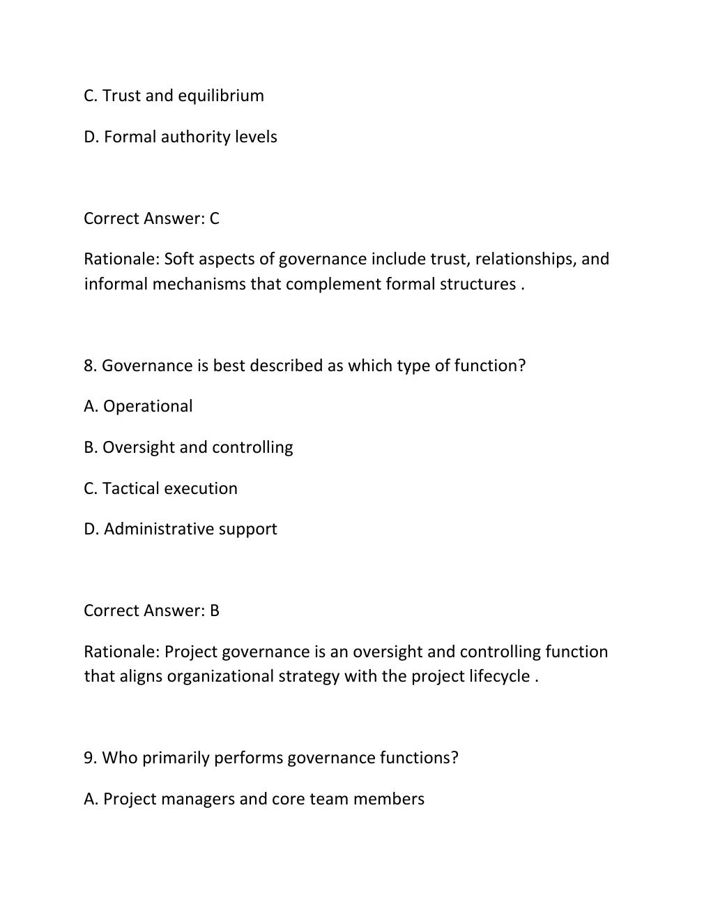 Preview page 5 of PROJECT GOVERNANCE CERTIFICATION EXAM PRACTICE QUESTIONS AND CORRECT ANSWERS