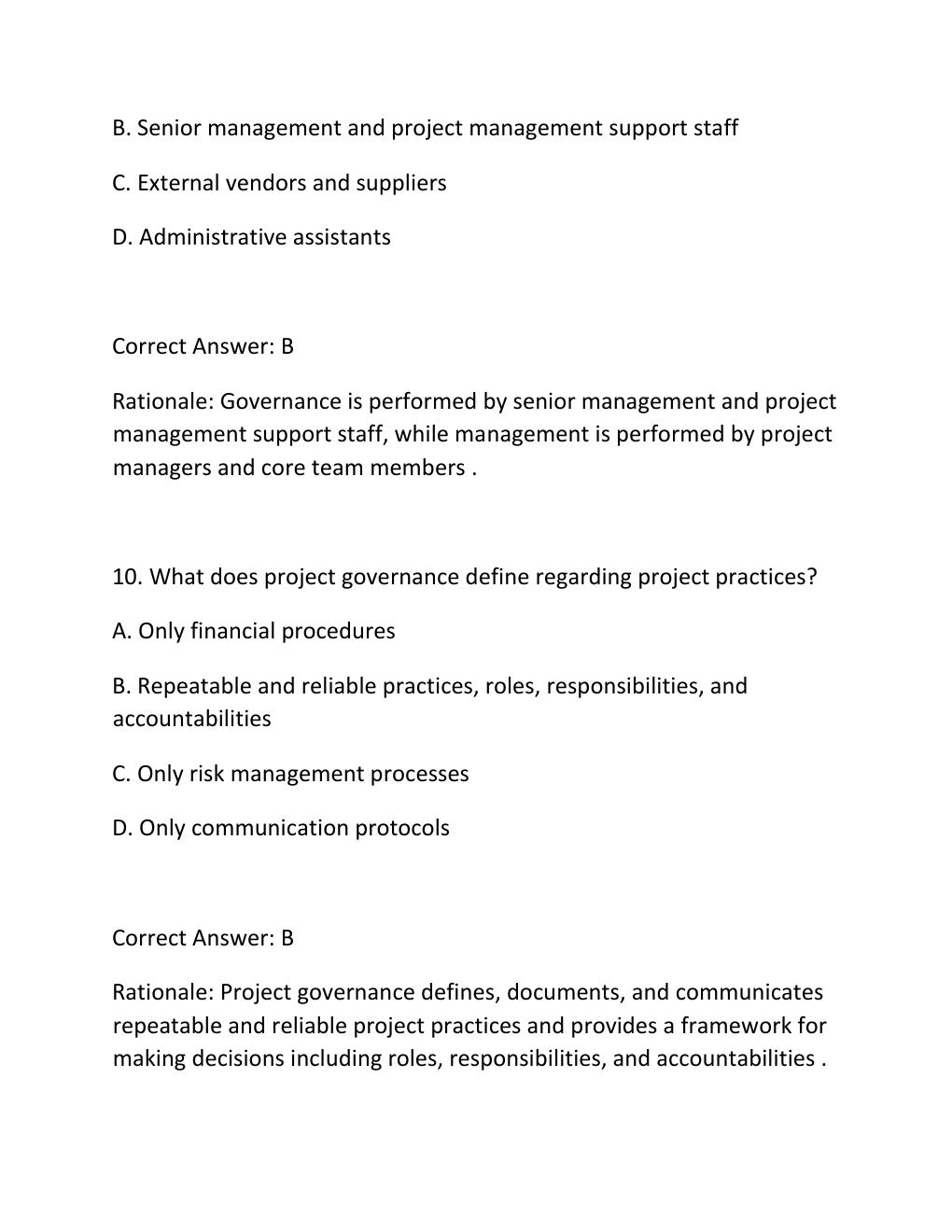 Preview page 6 of PROJECT GOVERNANCE CERTIFICATION EXAM PRACTICE QUESTIONS AND CORRECT ANSWERS