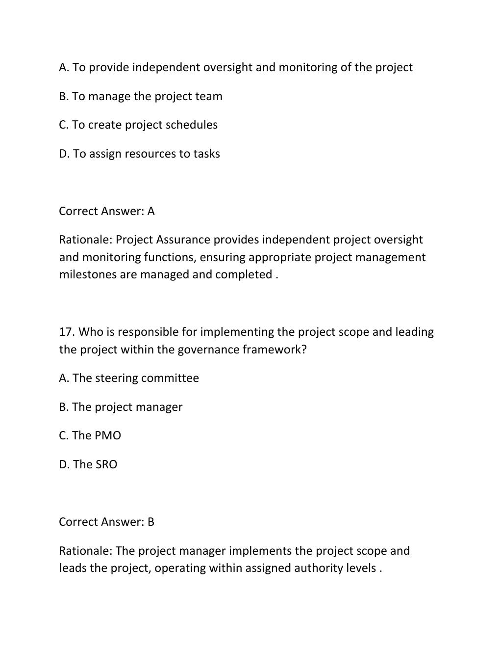Preview page 10 of PROJECT GOVERNANCE CERTIFICATION EXAM PRACTICE QUESTIONS AND CORRECT ANSWERS