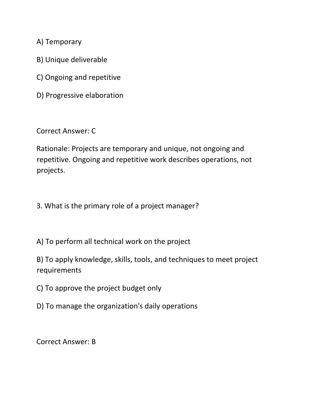 Preview page 2 of PROJECT MANAGEMENT FUNDAMENTALS CERTIFICATION EXAM PRACTICE QUESTIONS AND CORRECT ANSWERS