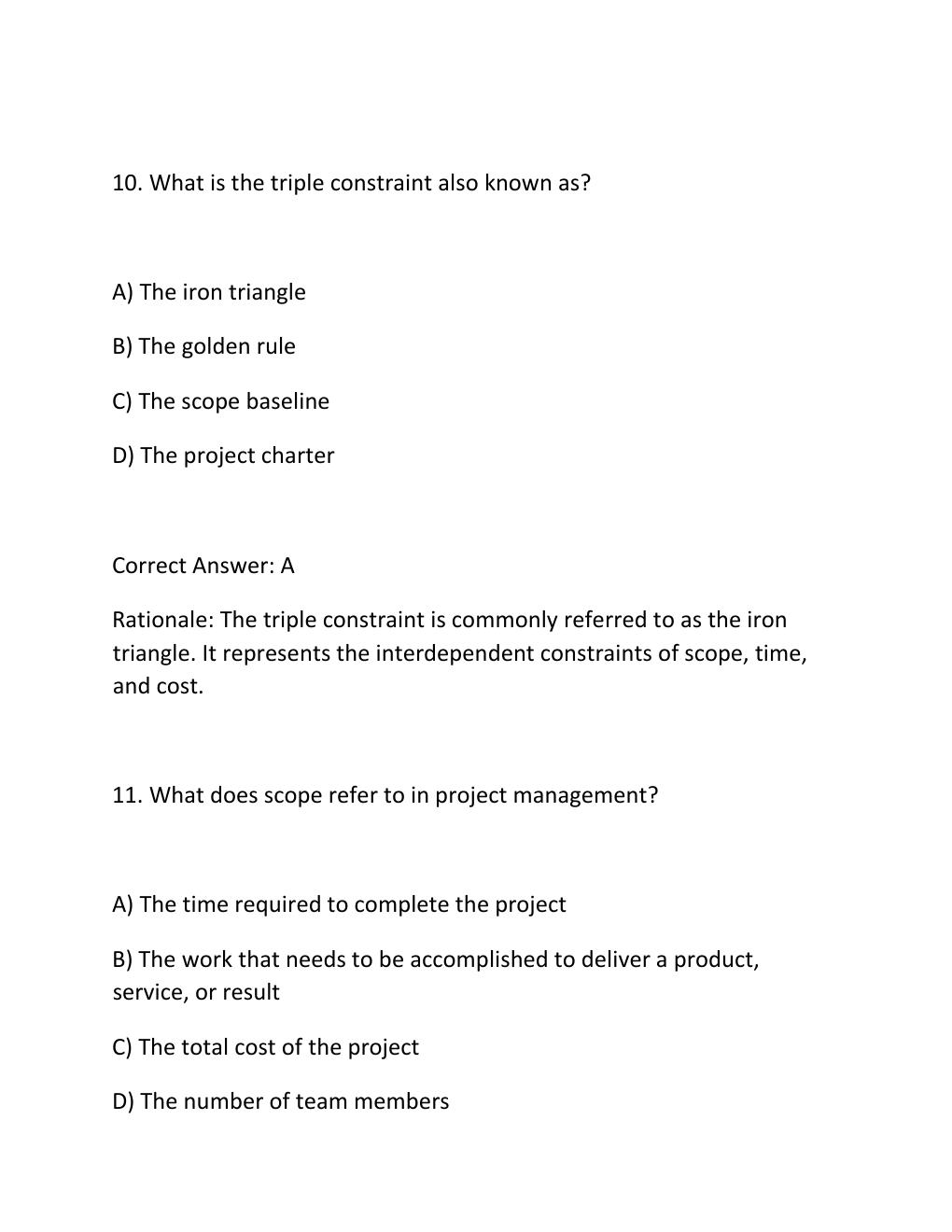 Preview page 7 of PROJECT MANAGEMENT FUNDAMENTALS CERTIFICATION EXAM PRACTICE QUESTIONS AND CORRECT ANSWERS
