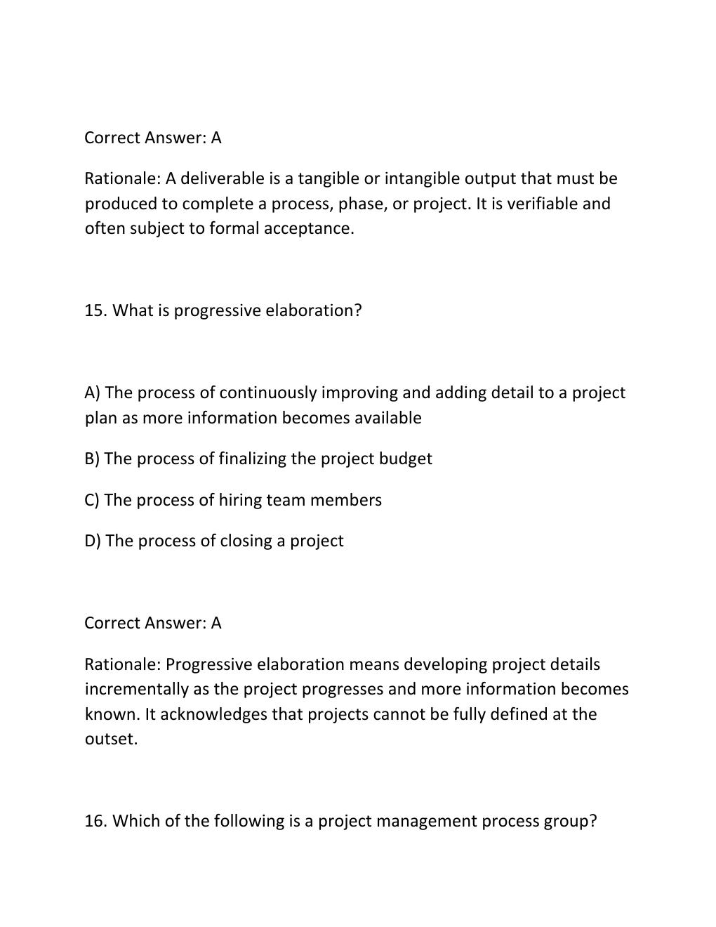 Preview page 10 of PROJECT MANAGEMENT FUNDAMENTALS CERTIFICATION EXAM PRACTICE QUESTIONS AND CORRECT ANSWERS