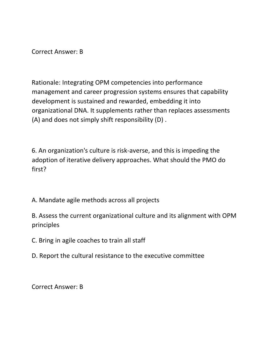 Preview page 5 of PROJECT MANAGEMENT OFFICE (PMO) CERTIFICATION EXAM PRACTICE QUESTIONS AND CORRECT ANSWERS (VERIFIED ANSWERS) PLUS RATION