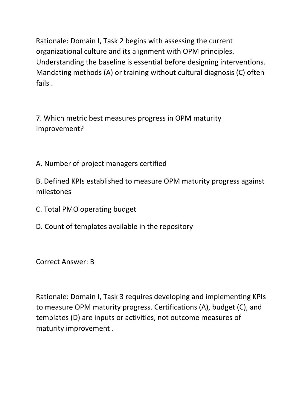 Preview page 6 of PROJECT MANAGEMENT OFFICE (PMO) CERTIFICATION EXAM PRACTICE QUESTIONS AND CORRECT ANSWERS (VERIFIED ANSWERS) PLUS RATION