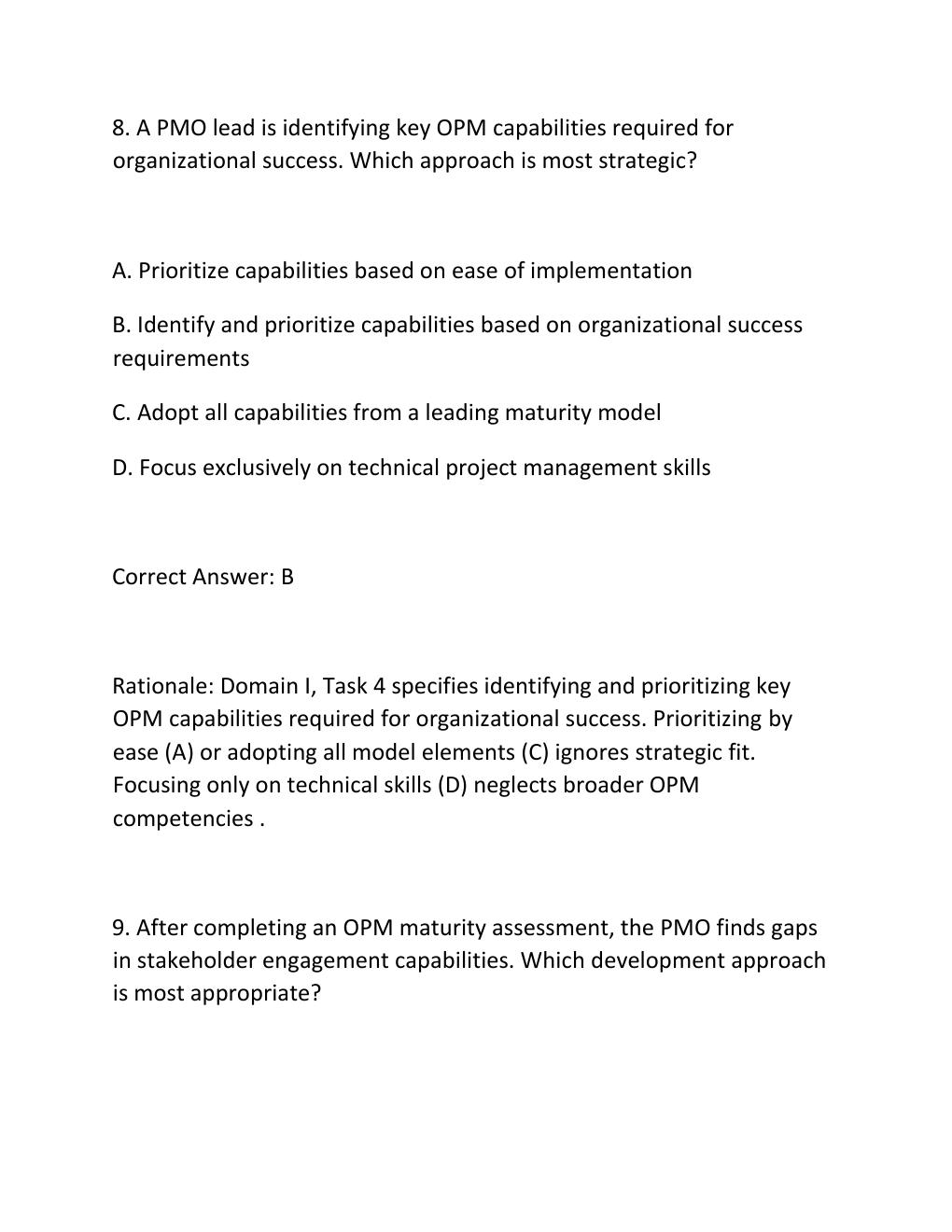 Preview page 7 of PROJECT MANAGEMENT OFFICE (PMO) CERTIFICATION EXAM PRACTICE QUESTIONS AND CORRECT ANSWERS (VERIFIED ANSWERS) PLUS RATION