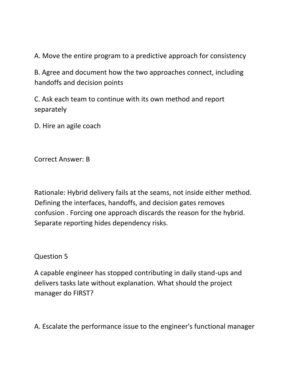 Preview page 4 of PROJECT MANAGEMENT PROFESSIONAL (PMP) CERTIFICATION EXAM PRACTICE QUESTIONS AND CORRECT ANSWERS (VERIFIED ANSWERS) PLUS