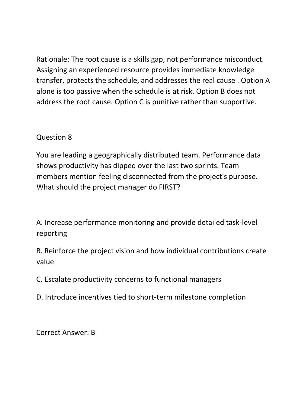 Preview page 7 of PROJECT MANAGEMENT PROFESSIONAL (PMP) CERTIFICATION EXAM PRACTICE QUESTIONS AND CORRECT ANSWERS (VERIFIED ANSWERS) PLUS