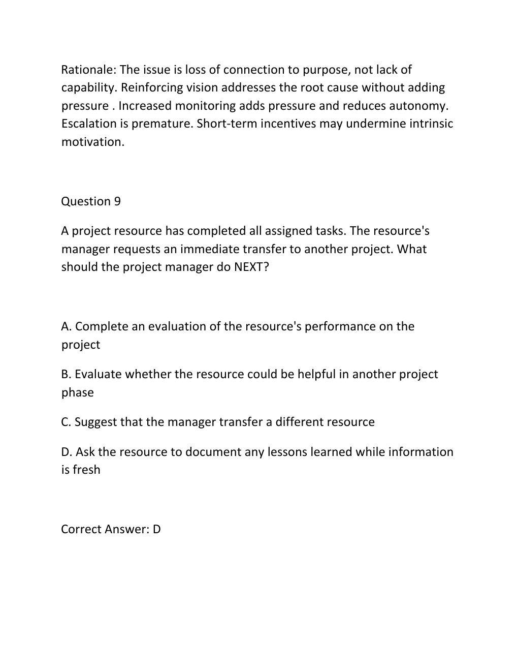 Preview page 8 of PROJECT MANAGEMENT PROFESSIONAL (PMP) CERTIFICATION EXAM PRACTICE QUESTIONS AND CORRECT ANSWERS (VERIFIED ANSWERS) PLUS