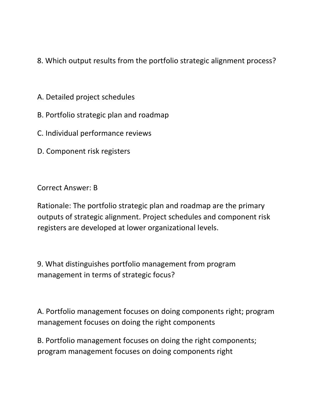 Preview page 6 of PROJECT PORTFOLIO MANAGEMENT CERTIFICATION EXAM PRACTICE QUESTIONS AND CORRECT ANSWERS