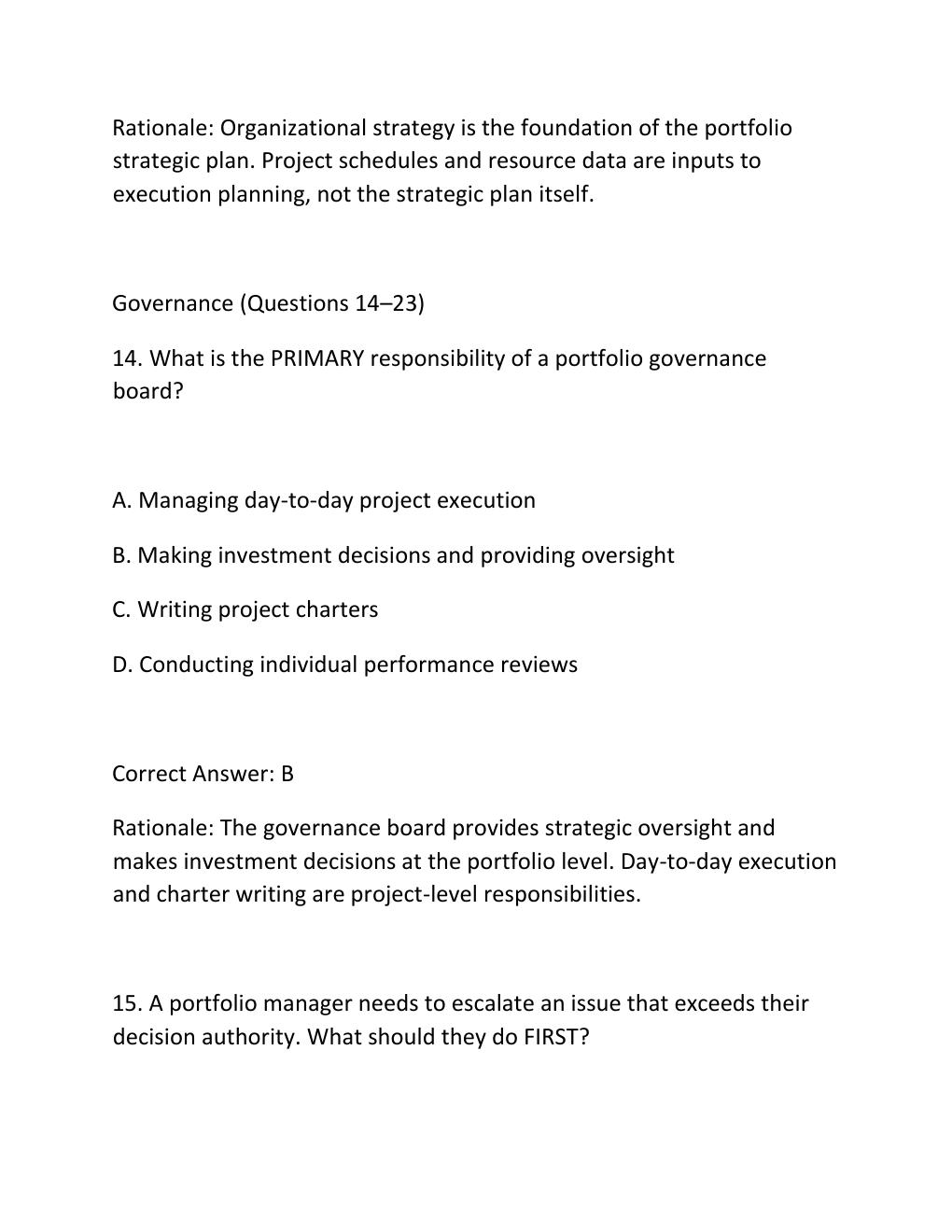 Preview page 10 of PROJECT PORTFOLIO MANAGEMENT CERTIFICATION EXAM PRACTICE QUESTIONS AND CORRECT ANSWERS