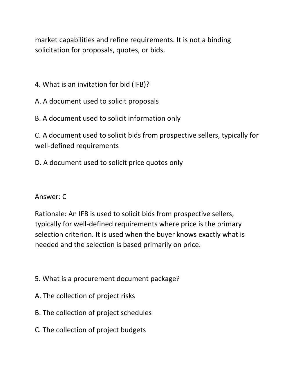 Preview page 3 of PROJECT PROCUREMENT MANAGEMENT CERTIFICATION EXAM PRACTICE QUESTIONS AND CORRECT ANSWERS