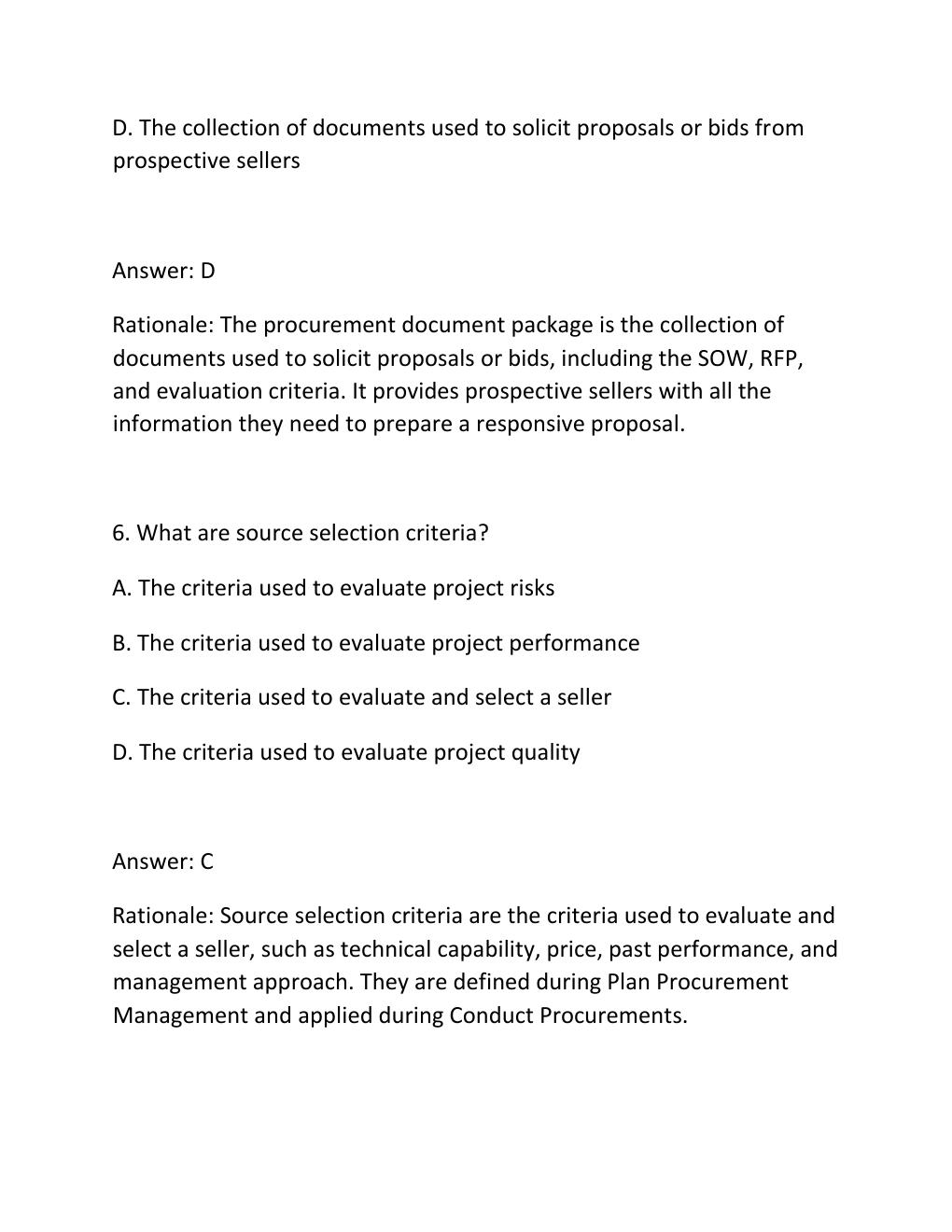 Preview page 4 of PROJECT PROCUREMENT MANAGEMENT CERTIFICATION EXAM PRACTICE QUESTIONS AND CORRECT ANSWERS