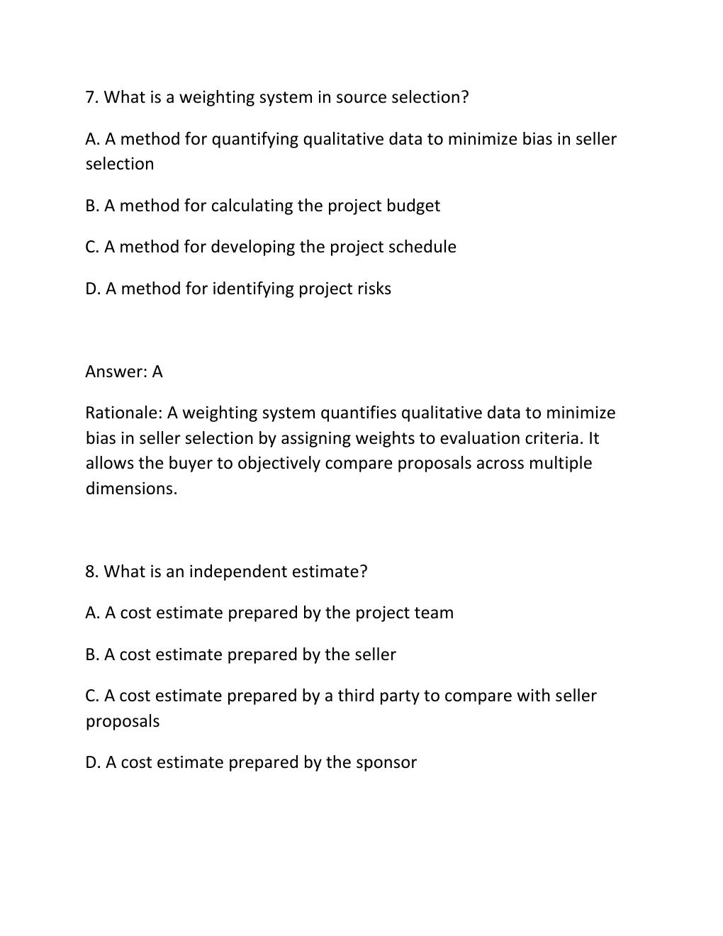 Preview page 5 of PROJECT PROCUREMENT MANAGEMENT CERTIFICATION EXAM PRACTICE QUESTIONS AND CORRECT ANSWERS
