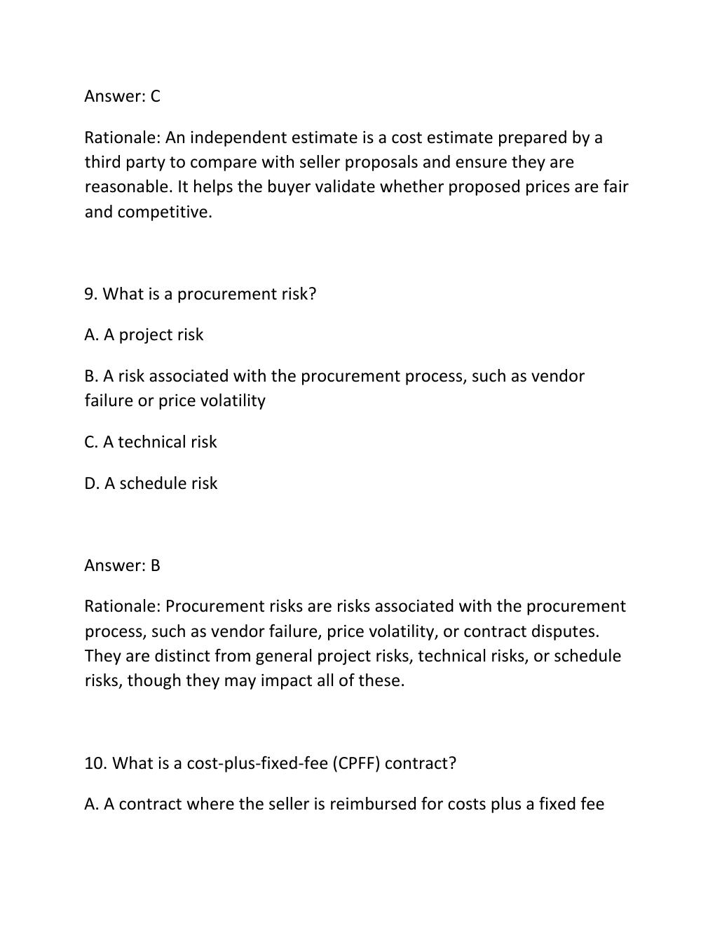 Preview page 6 of PROJECT PROCUREMENT MANAGEMENT CERTIFICATION EXAM PRACTICE QUESTIONS AND CORRECT ANSWERS