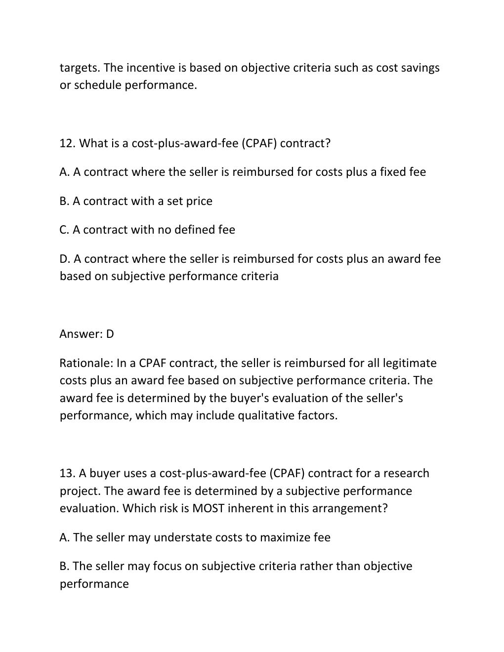 Preview page 8 of PROJECT PROCUREMENT MANAGEMENT CERTIFICATION EXAM PRACTICE QUESTIONS AND CORRECT ANSWERS