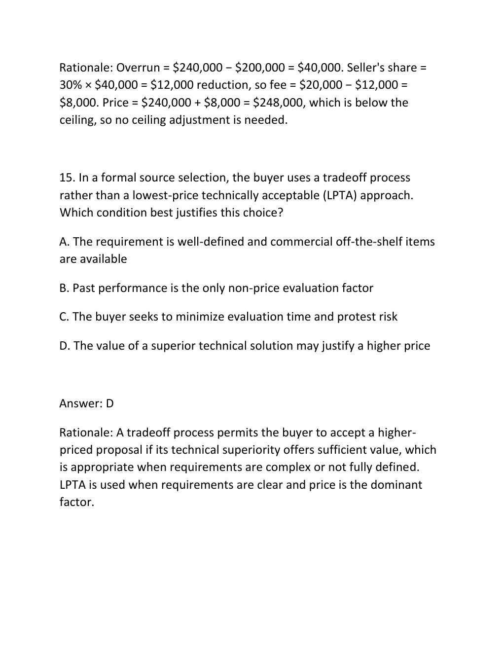 Preview page 10 of PROJECT PROCUREMENT MANAGEMENT CERTIFICATION EXAM PRACTICE QUESTIONS AND CORRECT ANSWERS