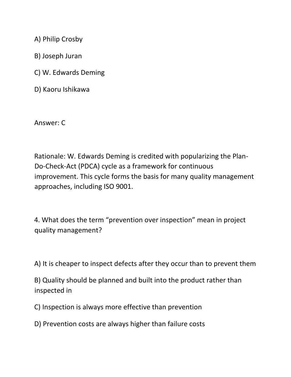 Preview page 3 of PROJECT QUALITY MANAGEMENT CERTIFICATION EXAM PRACTICE QUESTIONS AND CORRECT