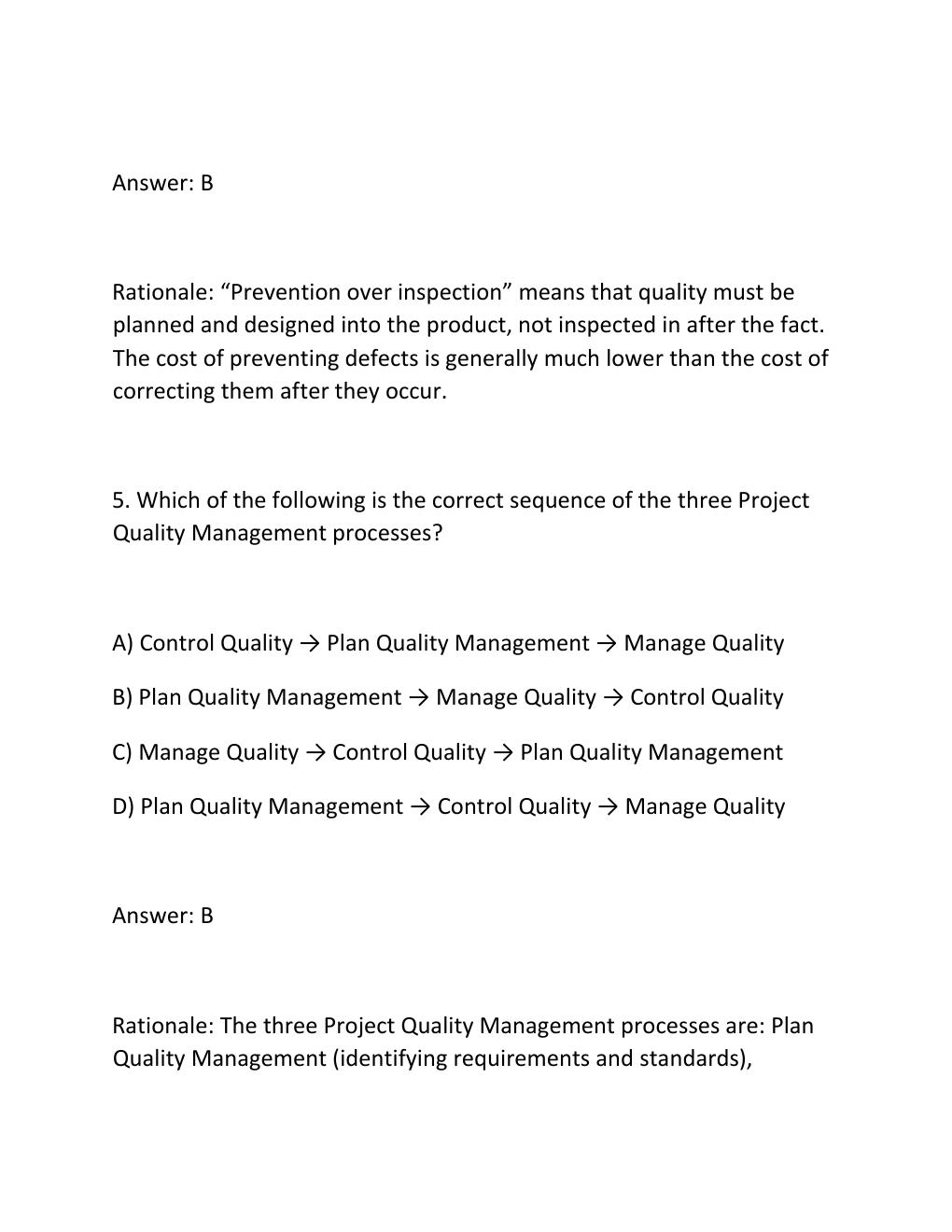 Preview page 4 of PROJECT QUALITY MANAGEMENT CERTIFICATION EXAM PRACTICE QUESTIONS AND CORRECT
