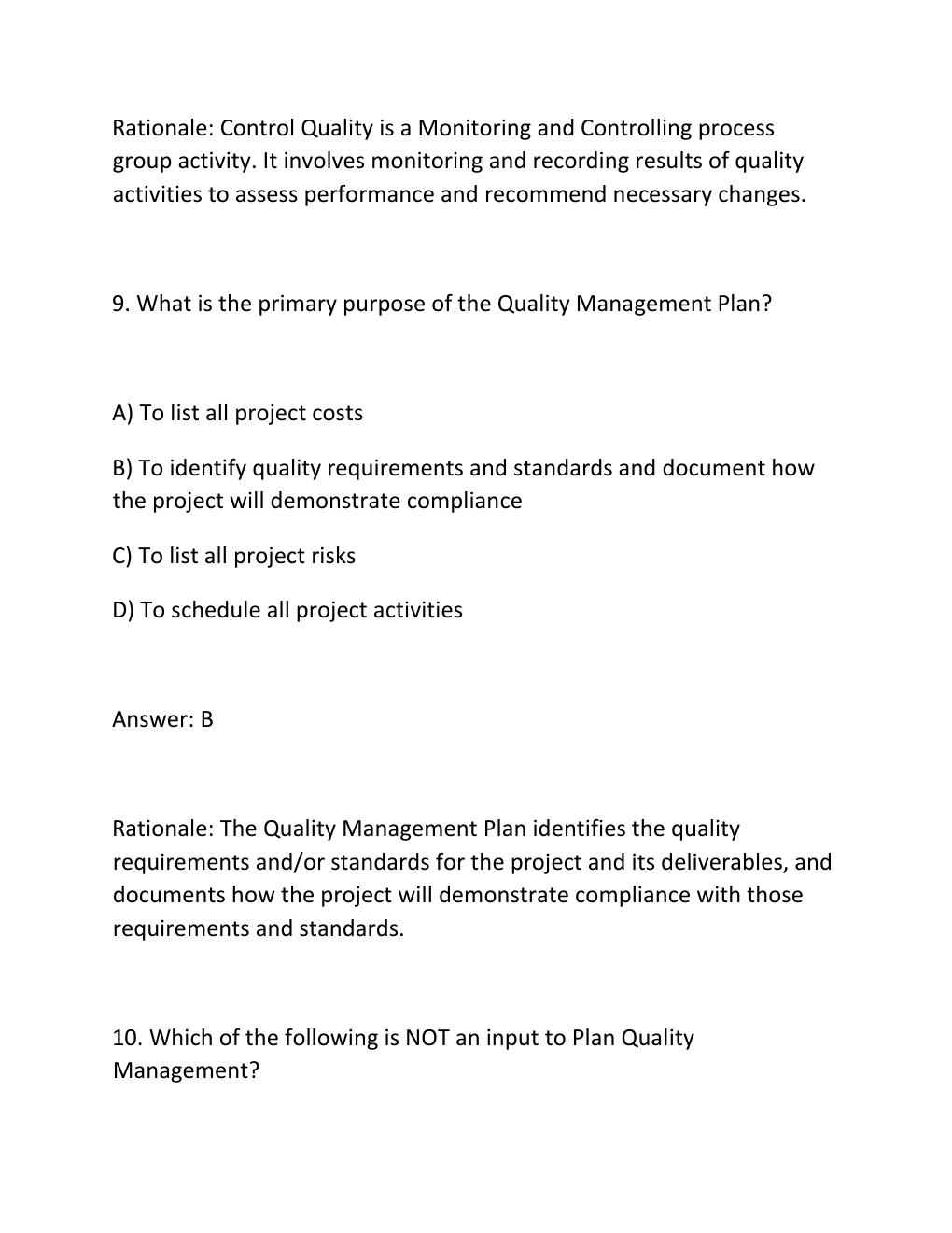 Preview page 7 of PROJECT QUALITY MANAGEMENT CERTIFICATION EXAM PRACTICE QUESTIONS AND CORRECT