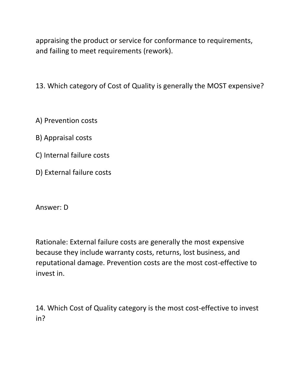 Preview page 10 of PROJECT QUALITY MANAGEMENT CERTIFICATION EXAM PRACTICE QUESTIONS AND CORRECT