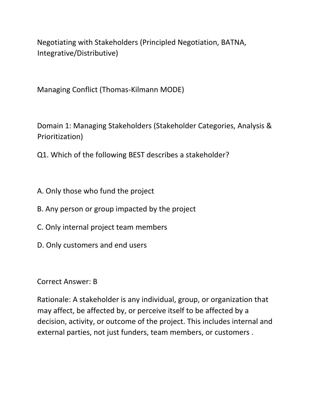 Preview page 2 of PROJECT STAKEHOLDER ENGAGEMENT CERTIFICATION EXAM PRACTICE QUESTIONS AND CORRECT ANSWERS