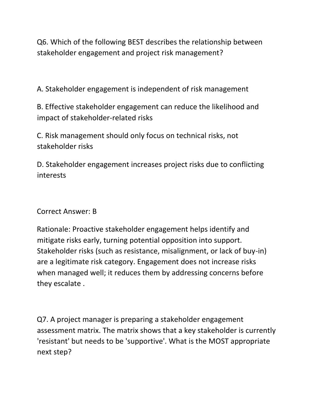 Preview page 6 of PROJECT STAKEHOLDER ENGAGEMENT CERTIFICATION EXAM PRACTICE QUESTIONS AND CORRECT ANSWERS