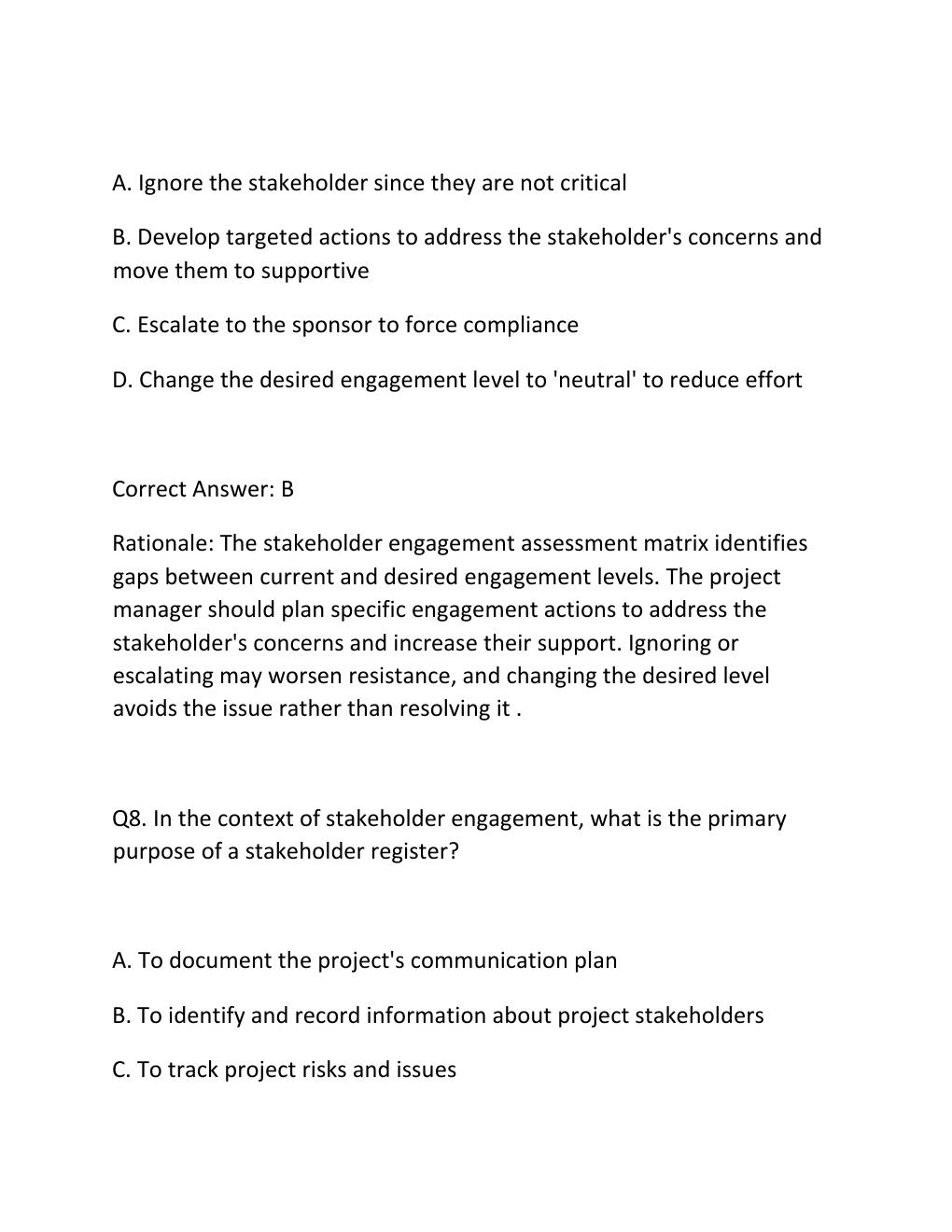 Preview page 7 of PROJECT STAKEHOLDER ENGAGEMENT CERTIFICATION EXAM PRACTICE QUESTIONS AND CORRECT ANSWERS