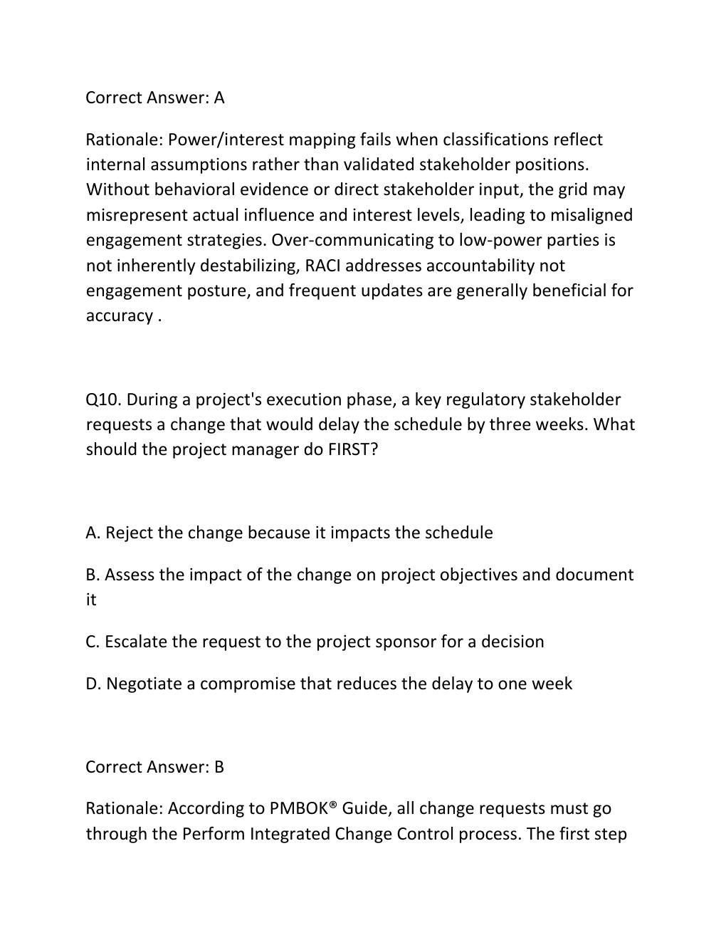 Preview page 9 of PROJECT STAKEHOLDER ENGAGEMENT CERTIFICATION EXAM PRACTICE QUESTIONS AND CORRECT ANSWERS