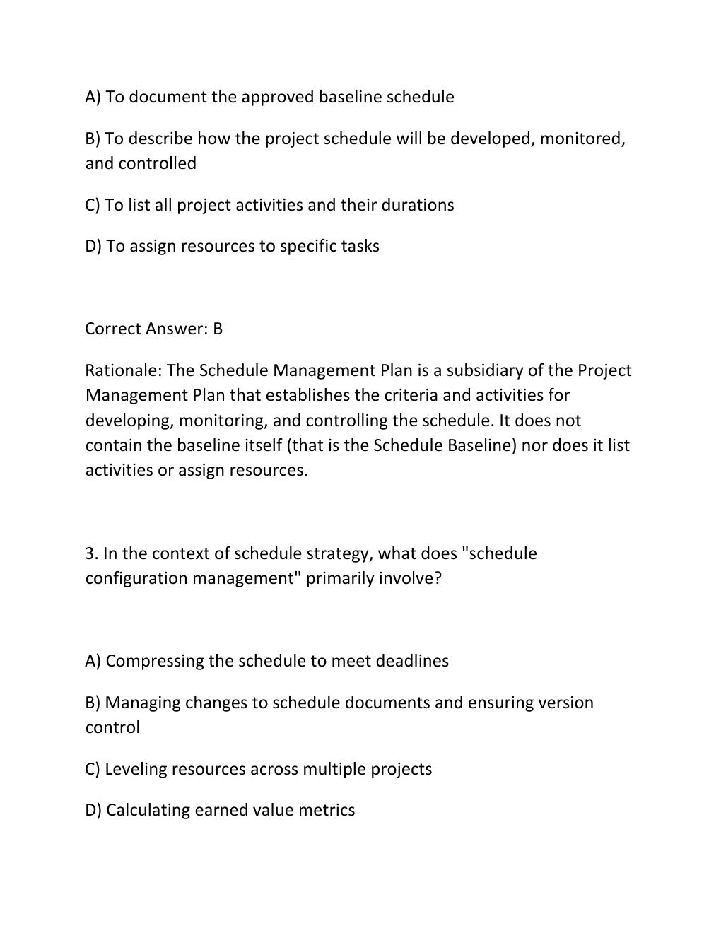 Preview page 2 of PROJECT SCHEDULING CERTIFICATION EXAM PRACTICE QUESTIONS AND CORRECT ANSWERS