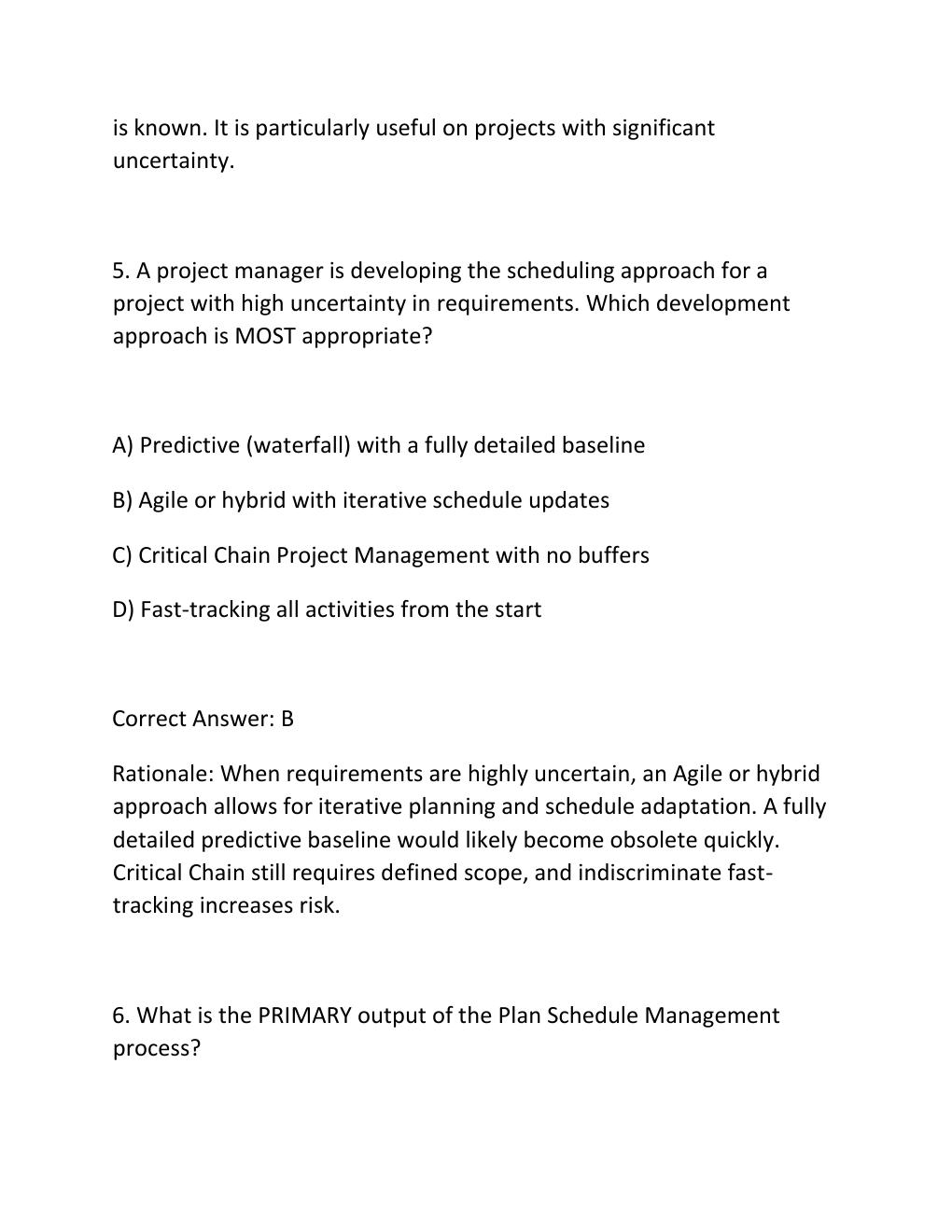 Preview page 4 of PROJECT SCHEDULING CERTIFICATION EXAM PRACTICE QUESTIONS AND CORRECT ANSWERS